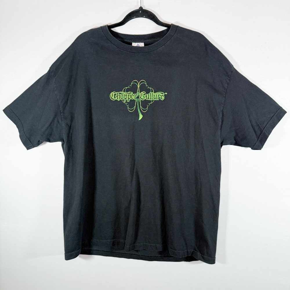Vintage Y2k Chopper Culture T Shirt 2XL Luck of the Irish Motorcycle Biker Pinup